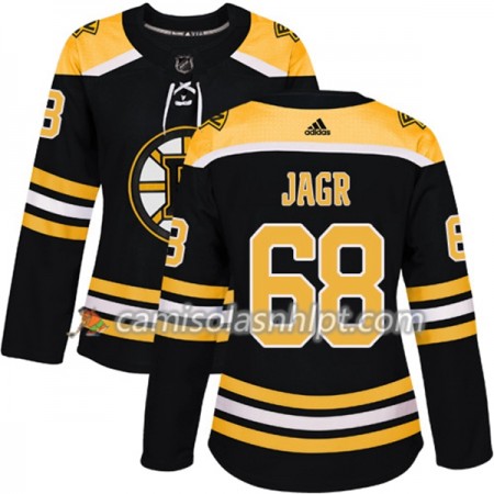Camisola Boston Bruins Jaromir Jagr 68 Adidas 2017-2018 Preto Authentic - Mulher